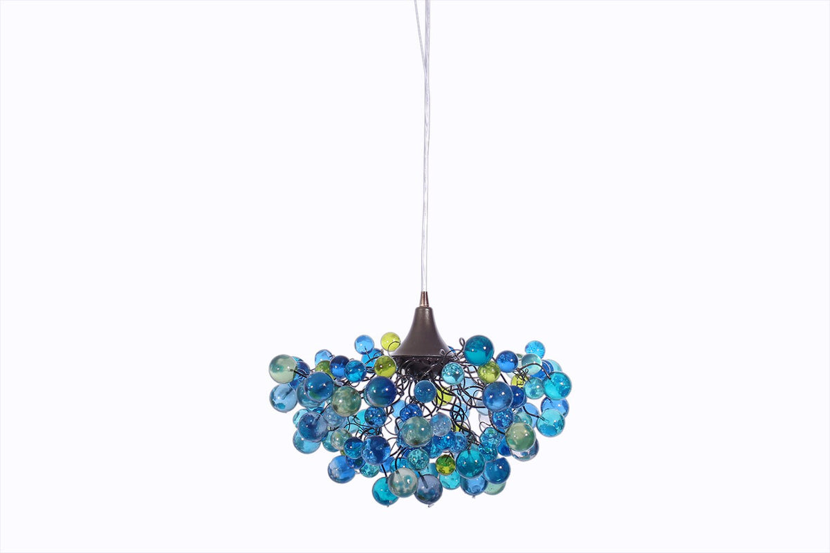 Resin Bubble Chandelier, Blue Sea Glass Light, Kids Room Lighting, Dining Room Lamp, Coastal Decor, Housewarming Gift