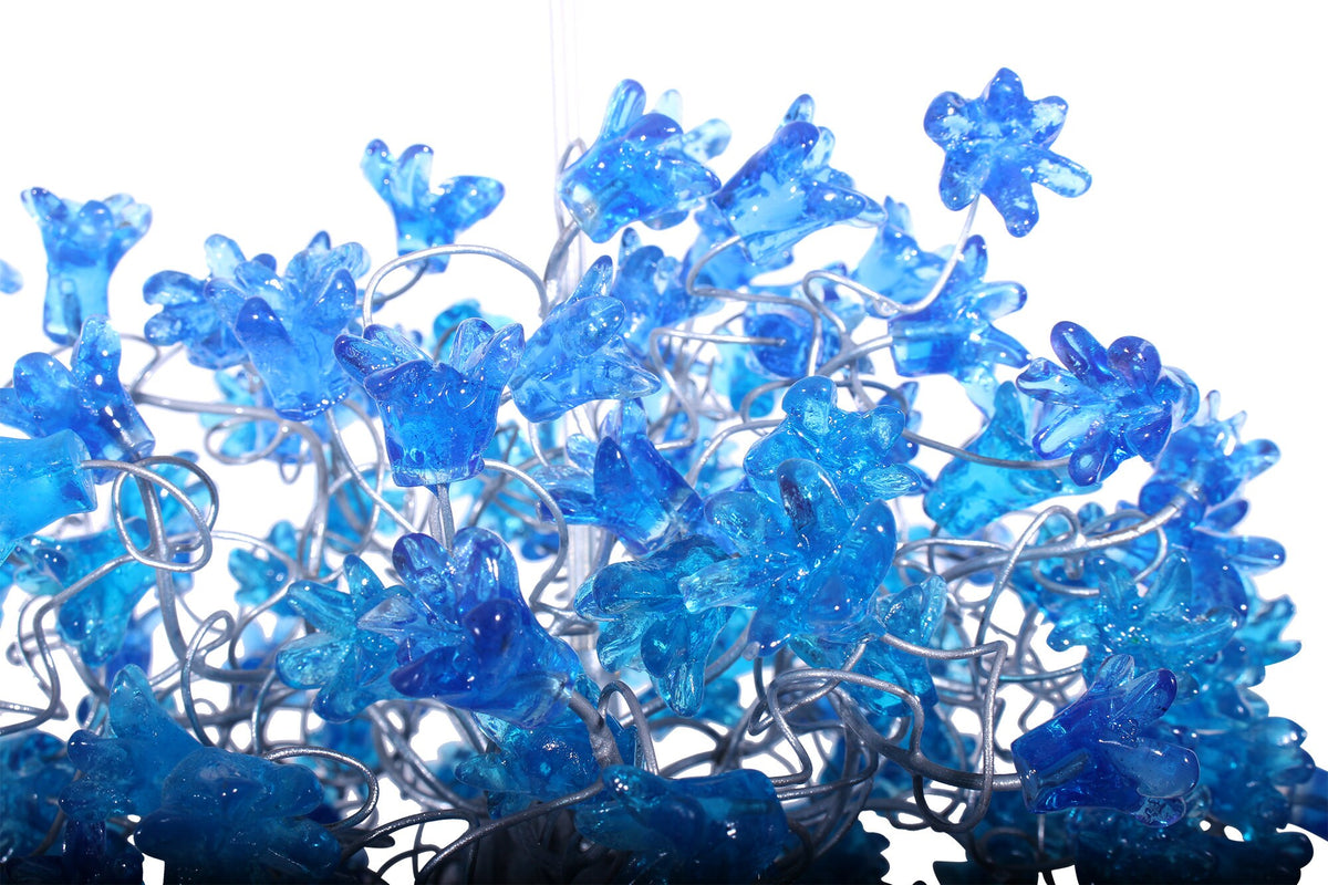 Blue flowers Hanging chandeliers for hall or bathroom or as a bedside light - a unique pendant light.