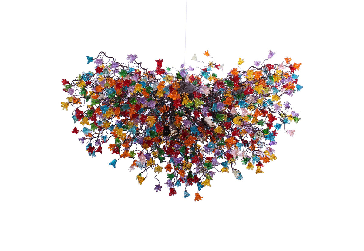 Mesmerizing Large Modern Chandelier with Rainbow Flowers, Artistic Hanging Pendant Light for Dining Room and Living Room