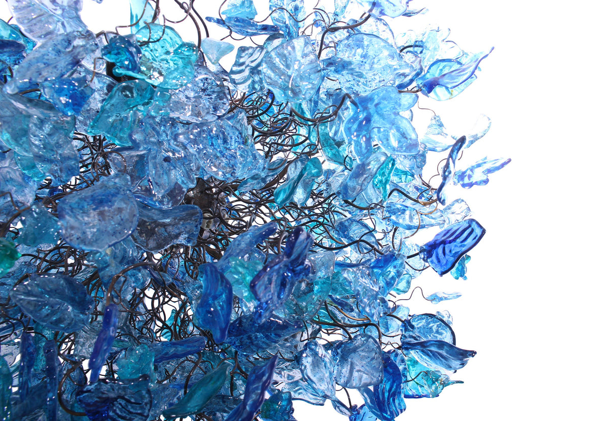 Floral Resin Chandelier Light: Sea Blue Color Ceiling Lamp