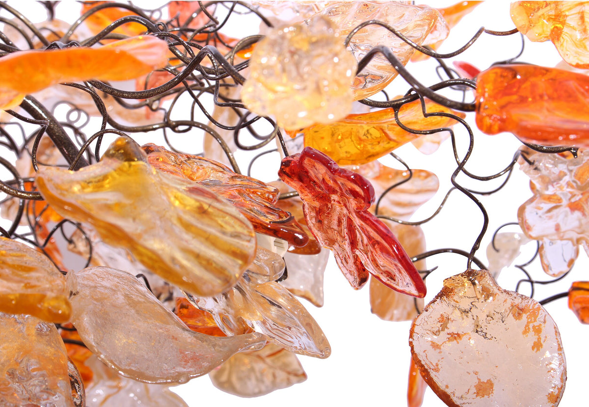 Modern Large Oval Hanging Chandelier: Resin Flowers and Leaves Ceiling Lighting