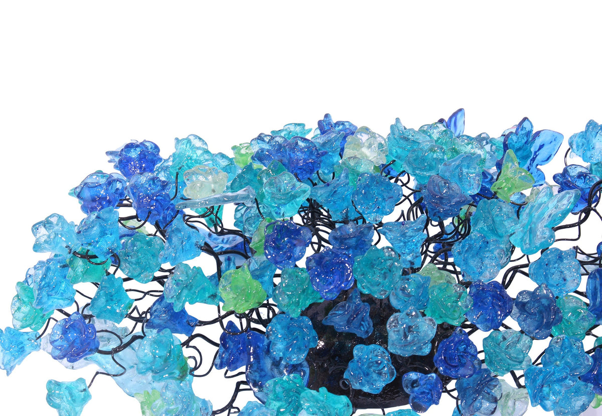 Wall light fixture up and down sconce lighting with blue sea color flowers and leaves