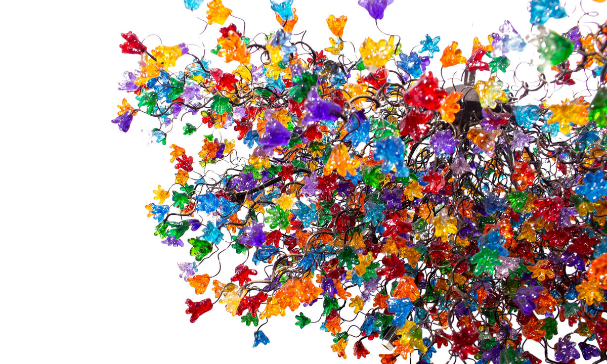 Rainbow Flower Resin Chandelier: Large Modern Hanging Light Decor