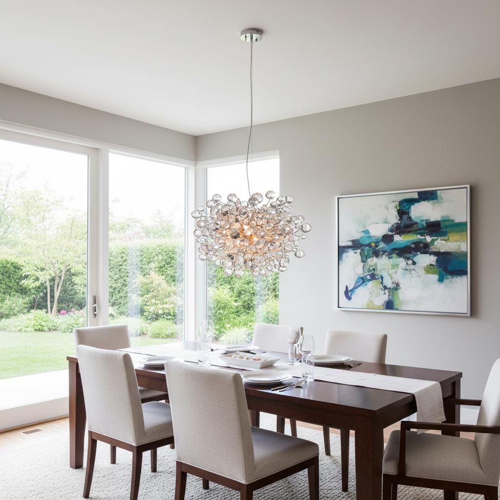Modern Hanging chandeliers with Clear bubbles for Dining Room