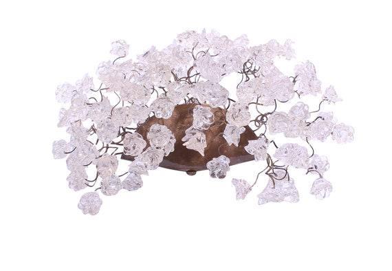 Clear Flower Wall Sconce Lighting: Bronze Plate Polyester Lamp