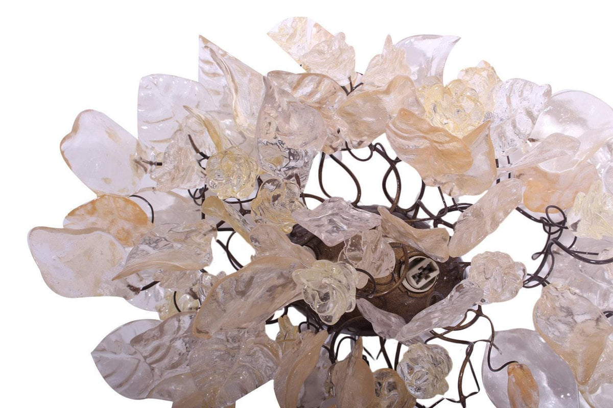Bronze Sconce With Whimsical Resin Leaves In White & Gold