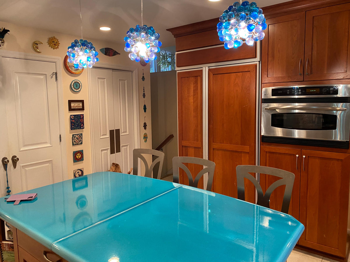 Pendant Lighting, Sea color flowers and leaves Ceiling Lamp for hall, bedroom or kitchen island lighting.