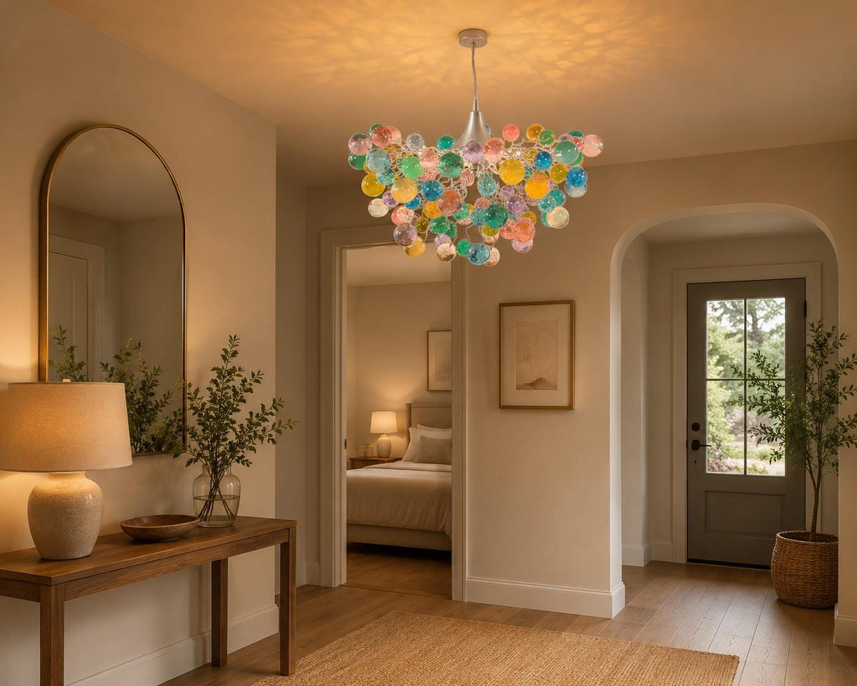 Pastel Bubble Chandelier: Handmade Resin Hanging Light