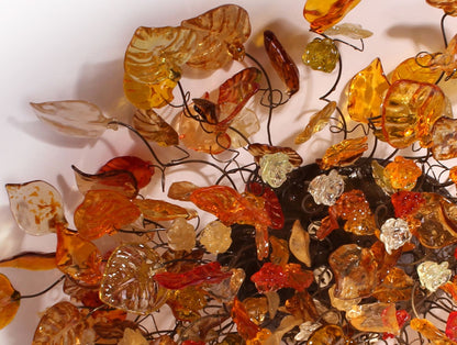 Flush Mount Ceiling Light with warm color flowers and leaves, ceiling mount light for kitchen, living room or Dining Room