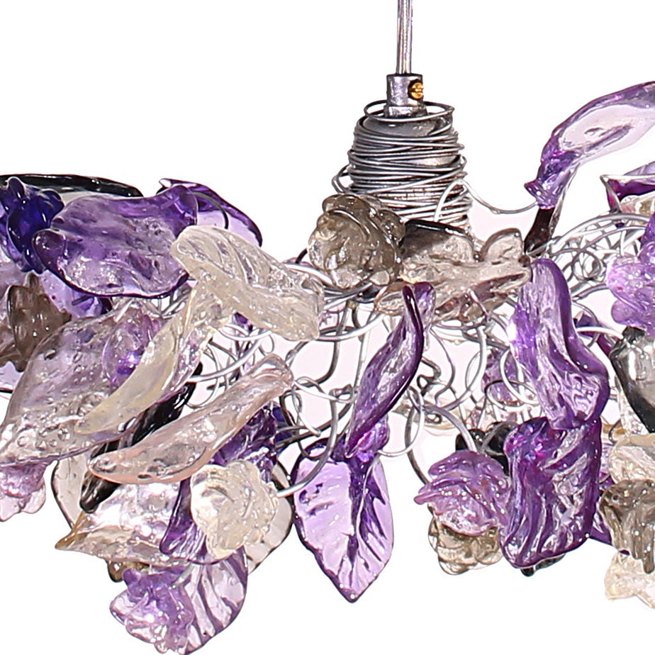 Pendant Lights. hanging pendants ceiling lighting -Purple flowers and leaves for Kitchen Island, Dining Room Kitchen island lights. .