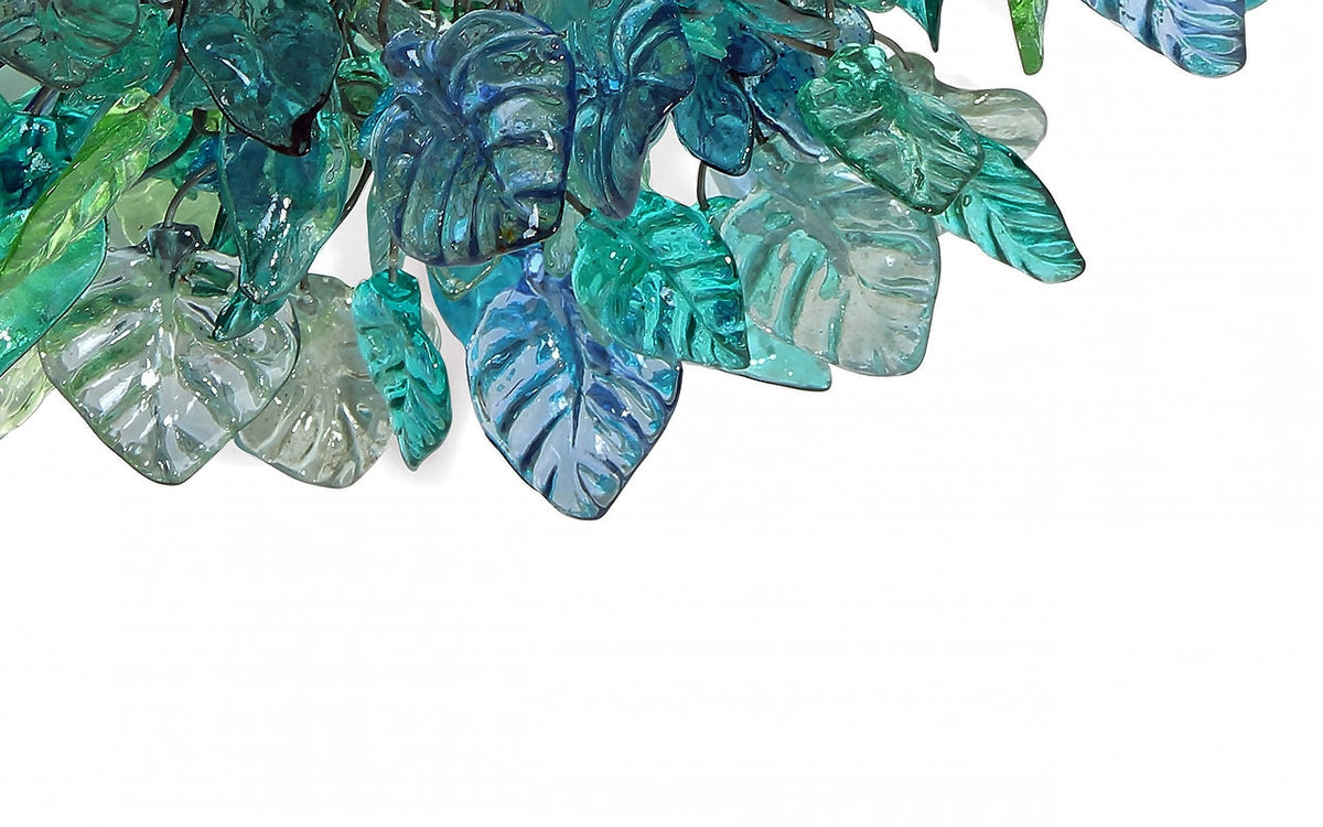 Blue Ceiling Flush mount lighting with Sea color flowers and leaves for Dining Room ,living room bedroom.