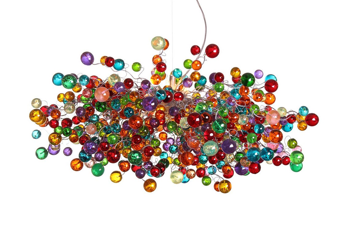 Large Contemporary Rainbow Bubbles Hanging Lamp