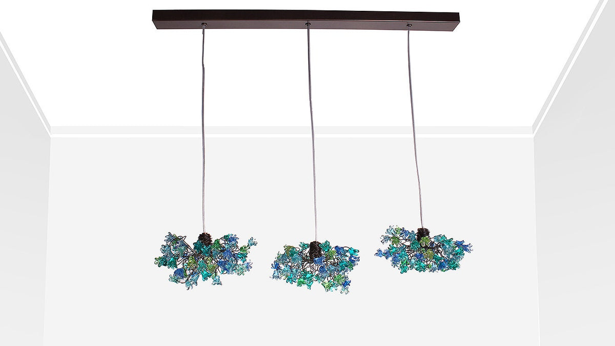 Pendant Lights, Island Kitchen Light with sea color. ceiling lighting -blue jumping flowers for Kitchen Island Dining Room