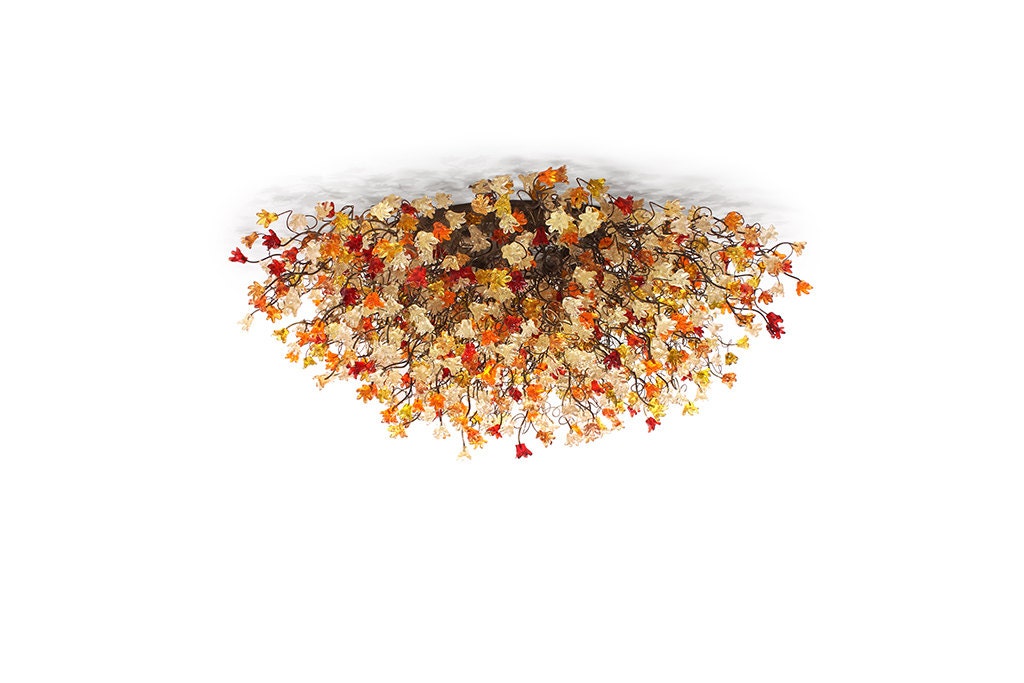 Flush mount elegant ceiling light with warm color flowers for kitchen, living room or Dining Room.