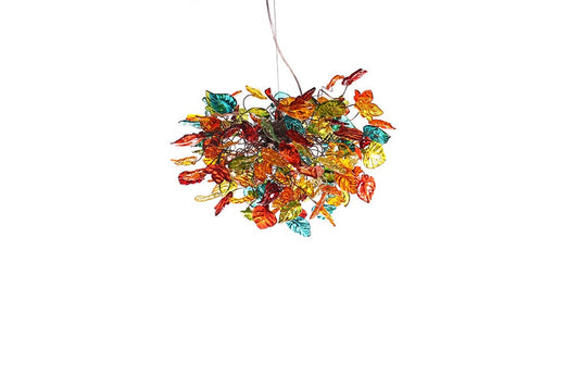 Colorful Resin Flower and Leaves Chandelier: Large Statement Hanging Light Decor