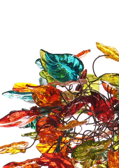 Colorful Resin Flower and Leaves Chandelier: Large Statement Hanging Light Decor
