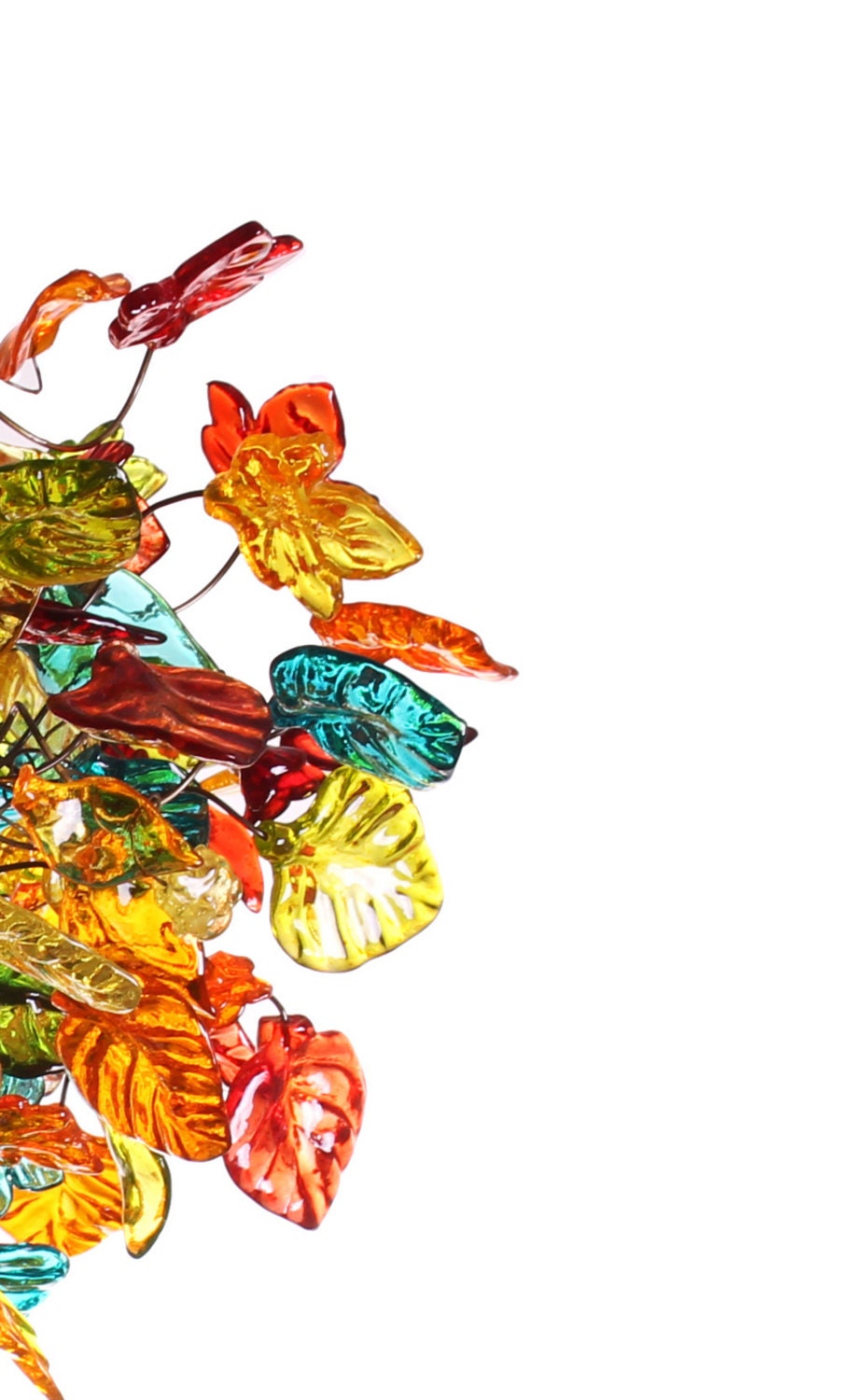 Colorful Resin Flower and Leaves Chandelier: Large Statement Hanging Light Decor