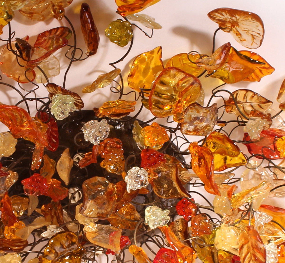 Flush Mount Ceiling Light with warm color flowers and leaves, ceiling mount light for kitchen, living room or Dining Room