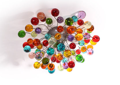 Modern Flush Mount Ceiling Light: Multicolored Resin Bubbles