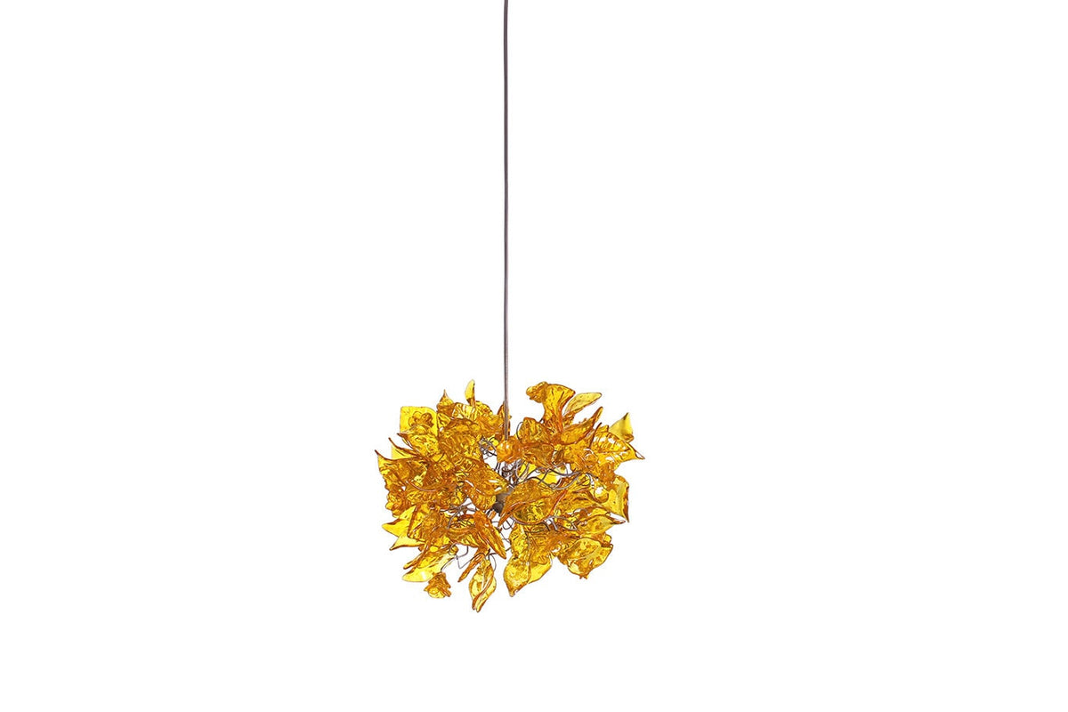 Lighting - Triple Pendant light with yellow flowers and leaves for Kitchen Island, Dining Room.