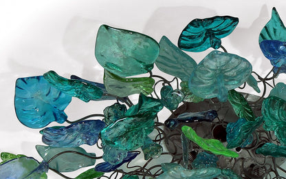 Blue Ceiling Flush mount lighting with Sea color flowers and leaves for Dining Room ,living room bedroom.