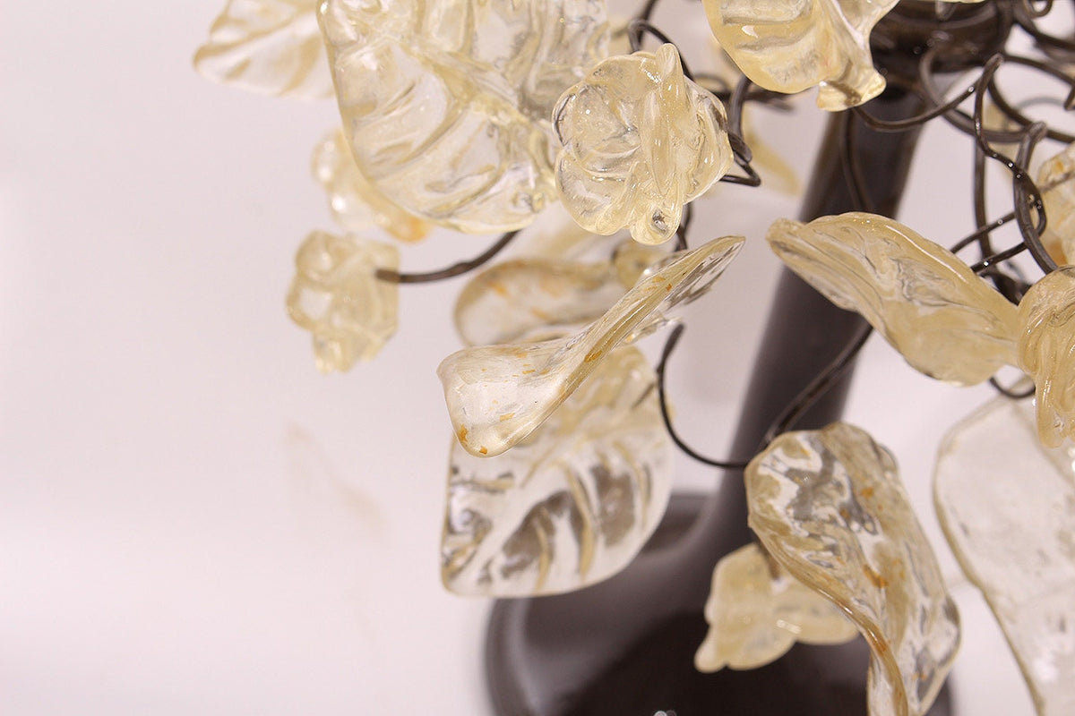 Petite clear and gold flowers and leaves Bedside Desk Lamp