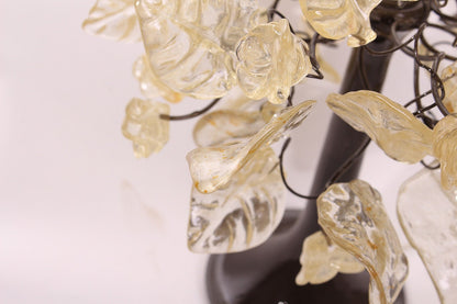 Petite clear and gold flowers and leaves Bedside Desk Lamp