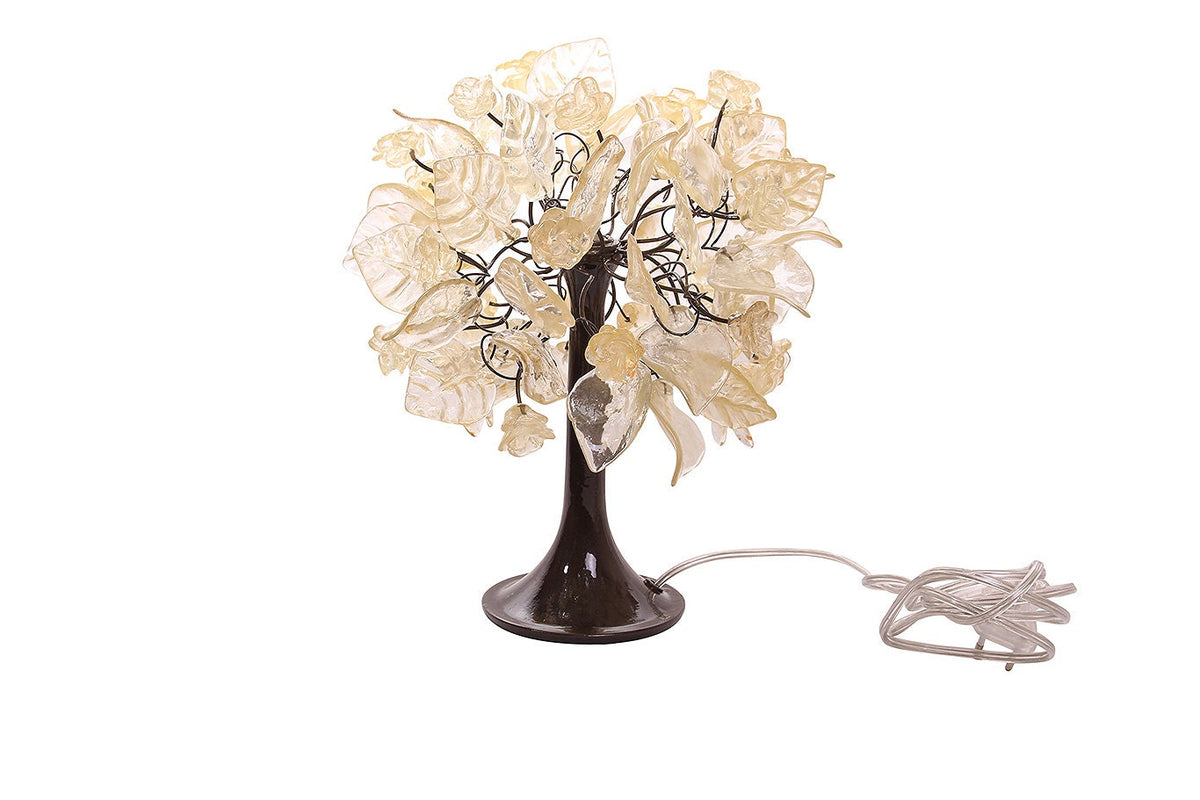Petite clear and gold flowers and leaves Bedside Desk Lamp