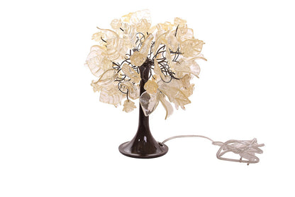 Petite clear and gold flowers and leaves Bedside Desk Lamp