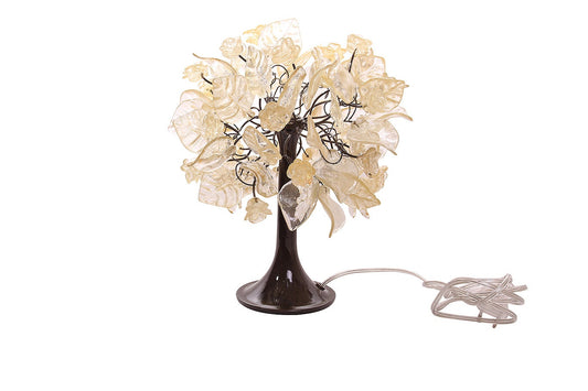 Petite clear and gold flowers and leaves Bedside Desk Lamp