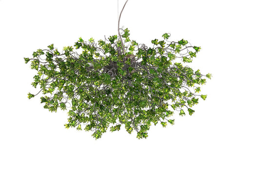 Modern Resin Flower Chandelier with Green Blossoms | Unique Hanging Pendant Light Fixture for Dining Room and Living Room décor