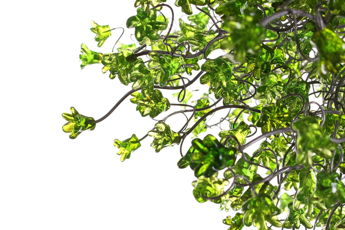 Modern Resin Flower Chandelier with Green Blossoms | Unique Hanging Pendant Light Fixture for Dining Room and Living Room décor