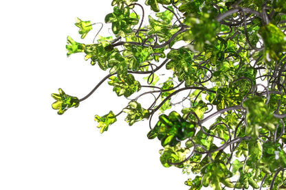Modern Resin Flower Chandelier with Green Blossoms | Unique Hanging Pendant Light Fixture for Dining Room and Living Room décor
