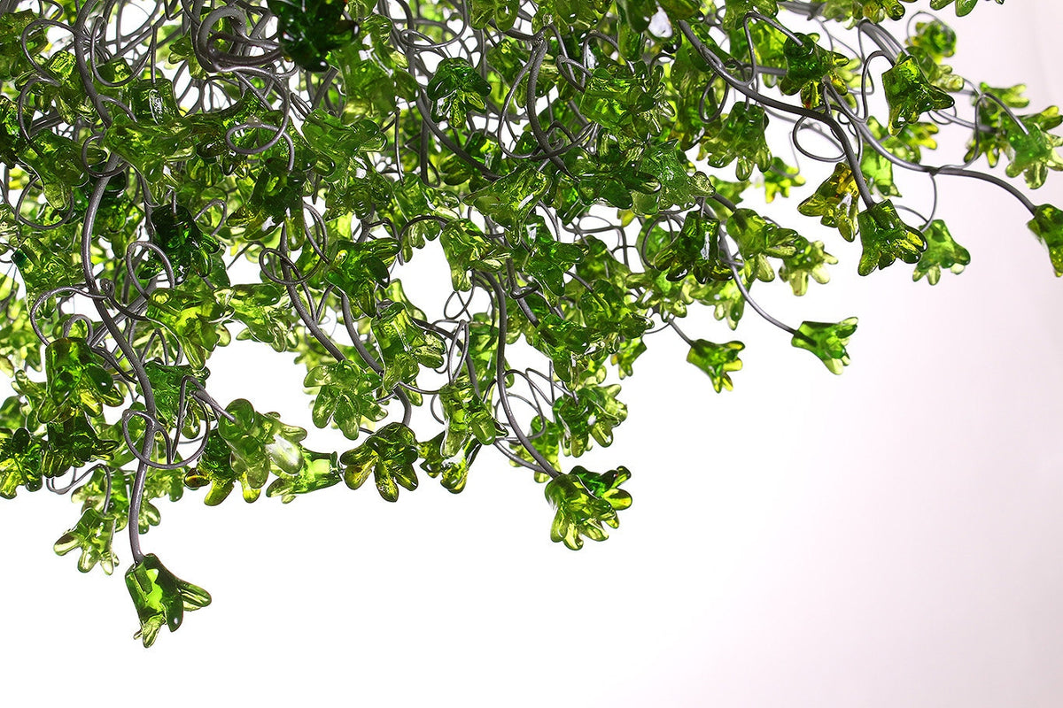Modern Resin Flower Chandelier with Green Blossoms | Unique Hanging Pendant Light Fixture for Dining Room and Living Room décor
