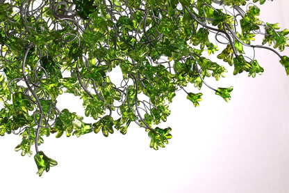 Modern Resin Flower Chandelier with Green Blossoms | Unique Hanging Pendant Light Fixture for Dining Room and Living Room décor