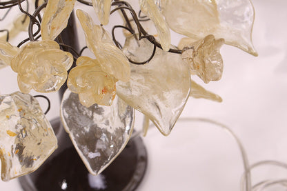 Petite clear and gold flowers and leaves Bedside Desk Lamp