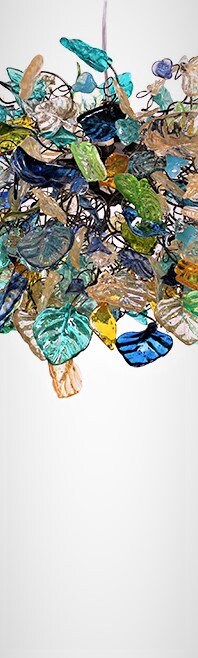 Hanging chandeliers with sea color and yellow flowers and leaves for Dining Room , living room or bedroom.
