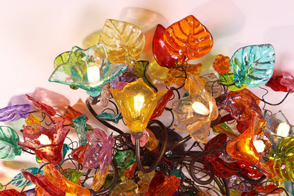 Ceiling mount light fixture - multicolored flowers and leaves lighting for Dining Room, living room, bedroom.