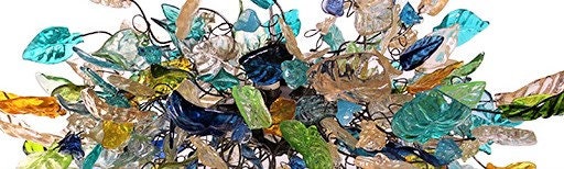 Hanging chandeliers with sea color and yellow flowers and leaves for Dining Room , living room or bedroom.
