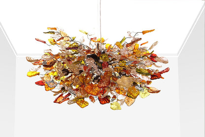 Ceiling Light Fixture ,dining chandelier with warm color flowers and leaves