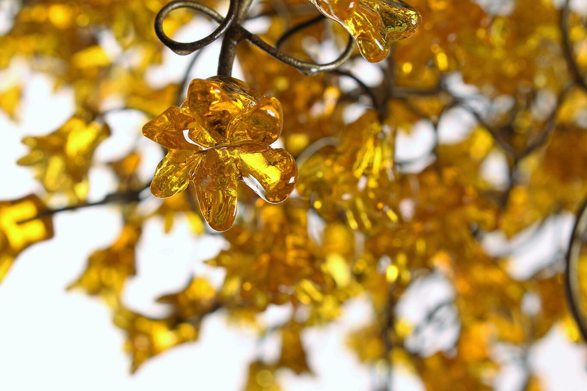 Large Yellow Floral Chandelier: Handmade Flower Resin Ceiling Lighting