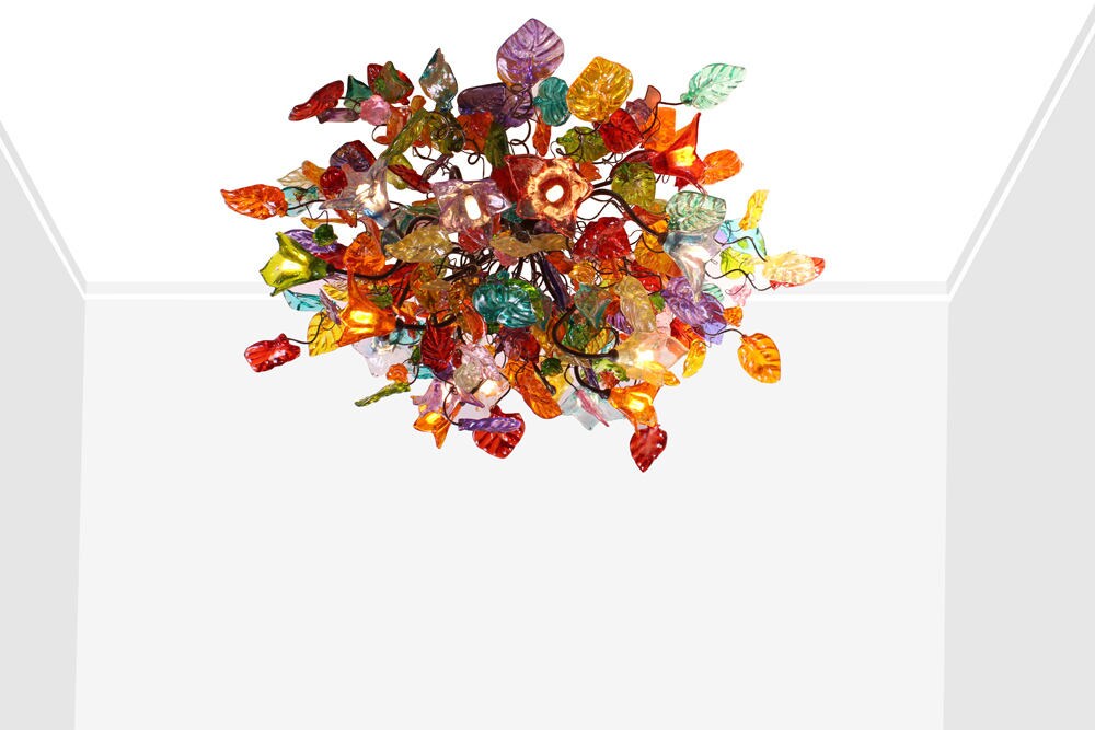 Ceiling mount light fixture - multicolored flowers and leaves lighting for Dining Room, living room, bedroom.