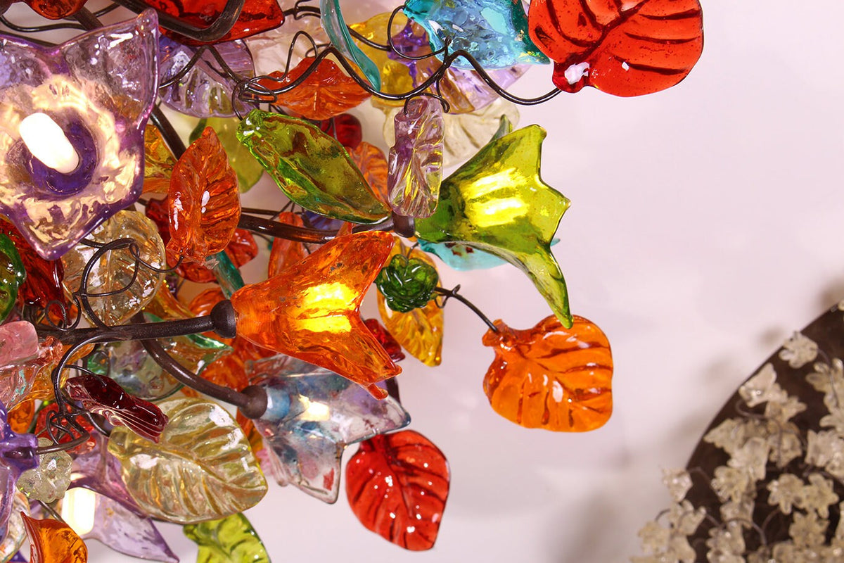 Ceiling mount light fixture - multicolored flowers and leaves lighting for Dining Room, living room, bedroom.