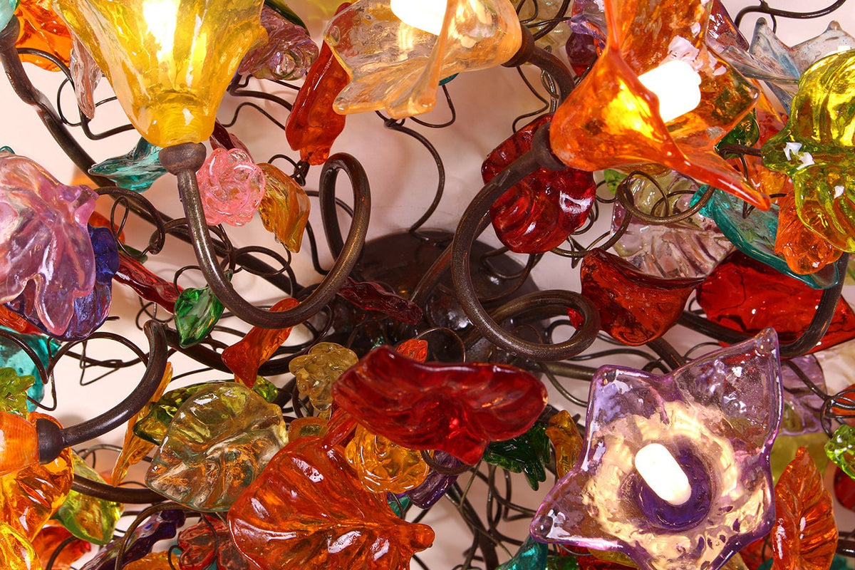Ceiling mount light fixture - multicolored flowers and leaves lighting for Dining Room, living room, bedroom.