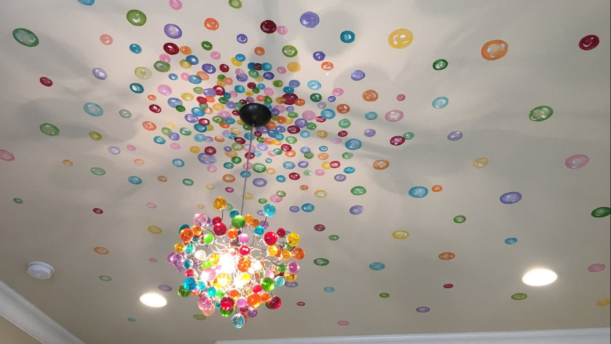 Modern Lighting with colorful bubbles Ceiling pendant lights fixture for girls bedroom, toilet or bath.