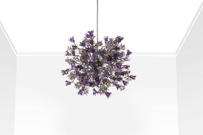 Hanging pendants light with purple and gray flowers for bedroom, bathroom, toilette or kitchen island .
