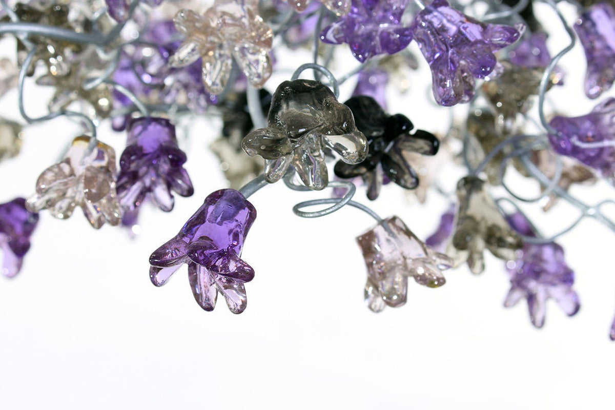 Hanging pendants light with purple and gray flowers for bedroom, bathroom, toilette or kitchen island .