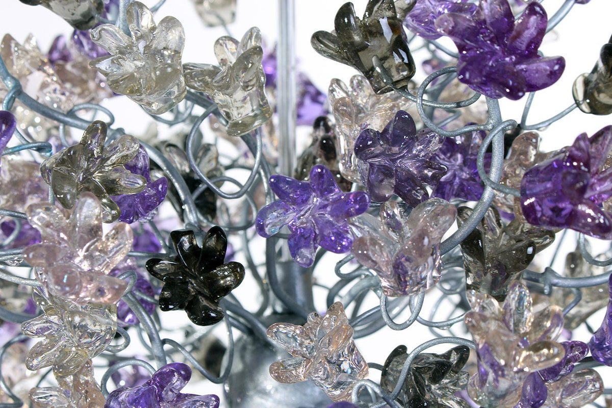 Hanging pendants light with purple and gray flowers for bedroom, bathroom, toilette or kitchen island .