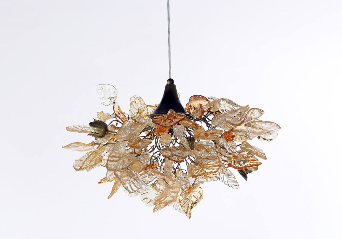 Lighting hanging chandeliers with Gold and clear color flowers and leaves, for Dining Room , hall or bedroom.