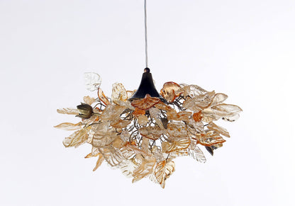 Lighting hanging chandeliers with Gold and clear color flowers and leaves, for Dining Room , hall or bedroom.